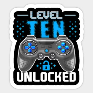 Level 10 Unlocked Video Gamer 10th Birthday Gamer Sticker